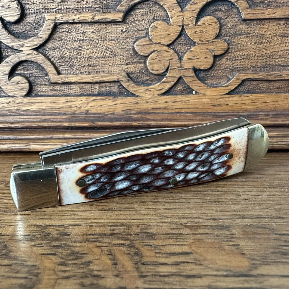 Cuchillo Plegable Steel Warrior Trapper Mango Hueso Plantillado Marrón Acero Inoxidable 440 Foto 4 de 4