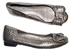 FRANCO SARTO ARTIST COLLECTION FAME SIZE 6.5 M SILVER SNAKE LEATHER BALLET FLATS