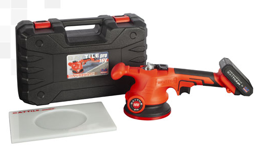 VENTOSA vibrante 2 batterie 16V Li-on x piastrelle e lastre Montolit BATTILE PRO
