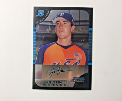 JUSTIN VERLANDER 2005 Bowman Chrome Rookie Prospect card #BDP129 Detroit Tigers
