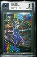 2018-19 Panini Select Courtside Tie Die Prizm 215 LeBron James No 24 of 25 BGS 9
