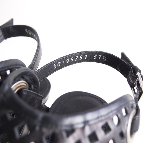 HUGO BOSS Cage Sandali con Cinturino Tacco Alto Nero Pelle Donna US 7.5 Eu 37.5 - Foto 4 di 8