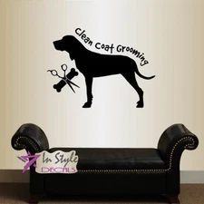 Vinyl Decal Grooming Salon Logo Dog Clean Coat Pet Shop Store Wall Sticker 2482