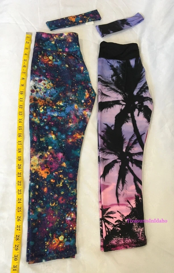 2 pares de pantalones legging Energie Capri con diademas a juego Yoga Galaxy Tropical Foto 3 de 4