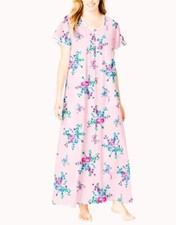 Only Necessities Plus Size Pink Floral Long Pintucked Knit Nightgown Size 2X