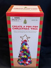 Brand New Kids Holiday Craft Kit Create A Pom Pom Christmas Tree COMPLETE 8