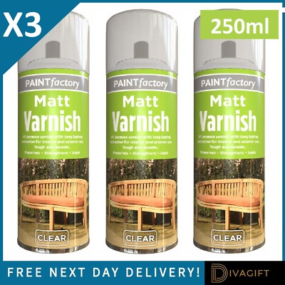 3 x KLAR MATT LACK SPRAY 250ML ALLZWECK AUSSEN INNEN AEROSOLDOSE NEU