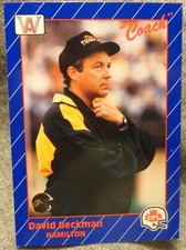1991 AW Sports CFL Football Card - Coach David Beckman - Baldwin-Wallace alumni