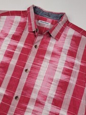 Tommy Bahama Men's XL Pink Red Who Got Ikat Stripe Short-sleeve Woven Shirt