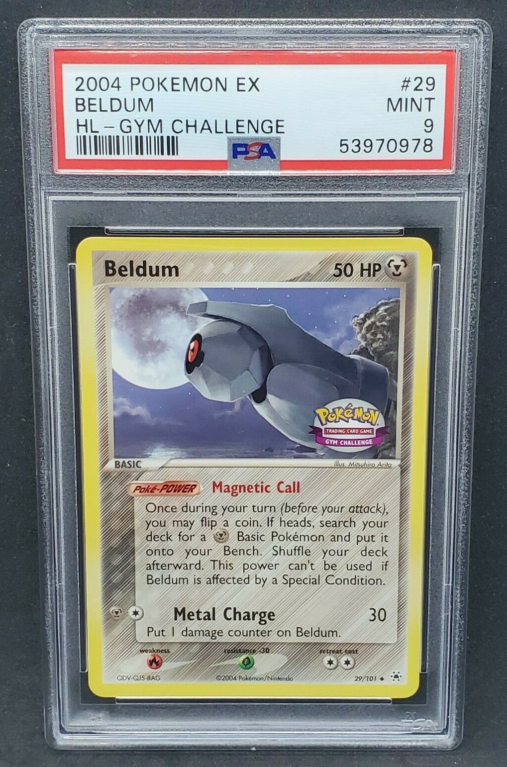 Pokemon PSA 9 MINT Beldum 29/101 Gym Challenge Promo 2004 S#0978