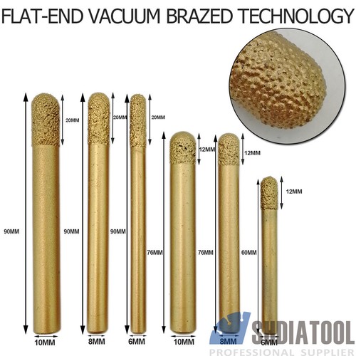 5pc CNC Vacuum Brazed Diamond Cylinder Ball-end Cutter Engraving Bits for marble - Picture 2 of 15