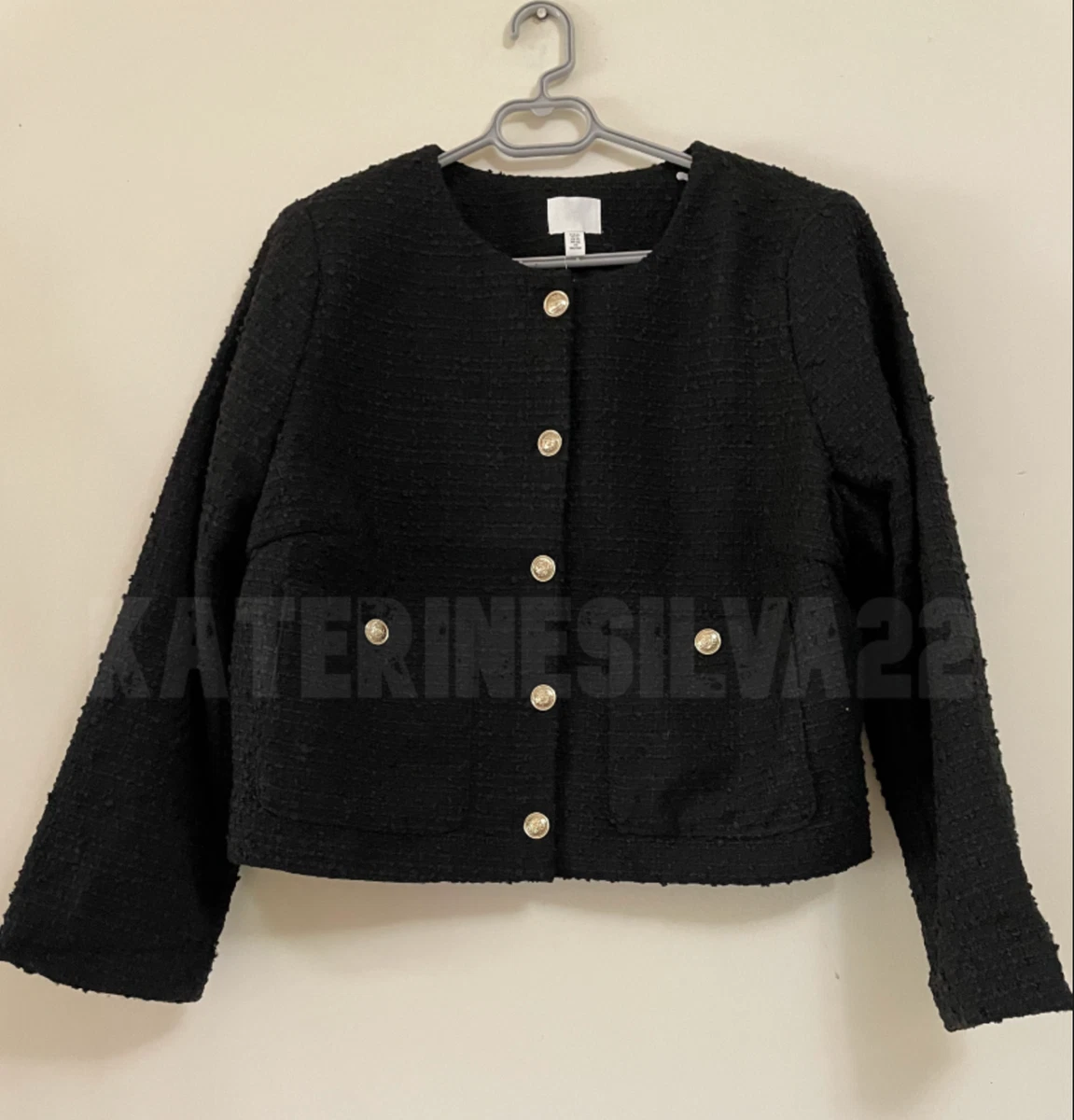 H M NEW WOMAN SS23 BLACK BOUCL JACKET REF 1133482004 SALE