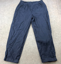 Vintage Lauren Ralph Lauren Pants Womens 16 Blue Solid Pleated Linen Career