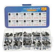10 Values 250 Pcs PNP NPN Power General Purpose Transistors Assortment Kit