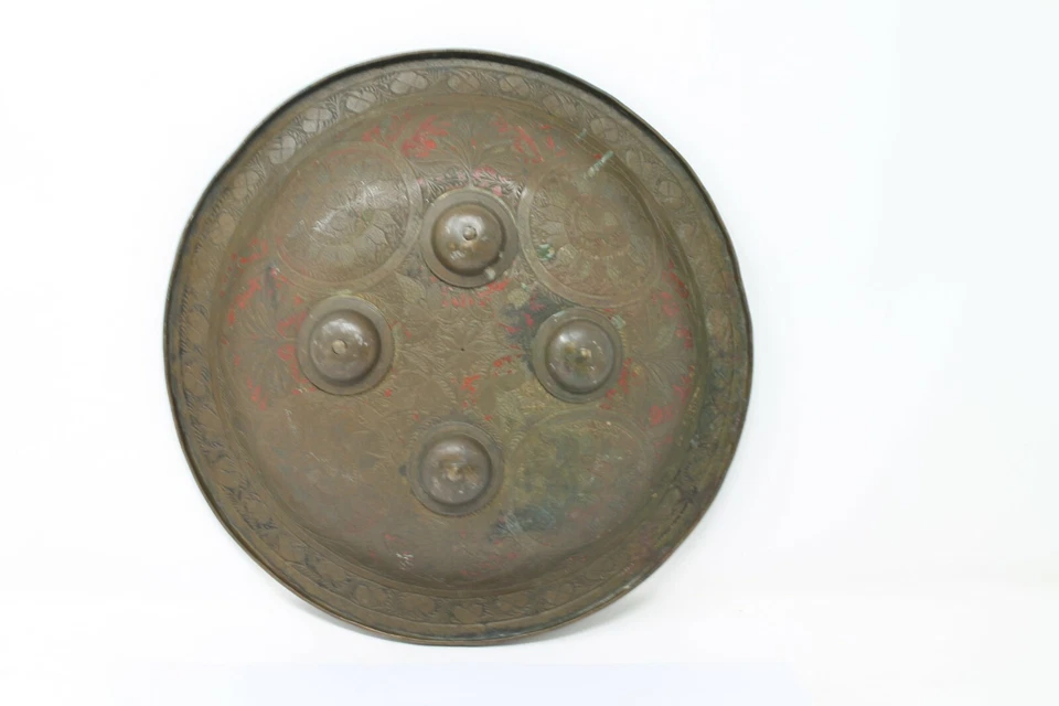 Старинный старый бронзовый цветочный могольский парсийский исламский боевой щит доспехи NH6591 - Изображение 2 из 4