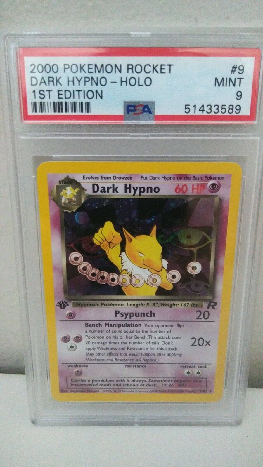 2000  Dark HYPNO Holo 1st Edition team Rocket Pokemon card #9   MINT PSA 9