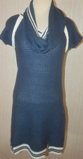 Women's Made For Me... Navy Blue Short Sleeve Sweater Dress & Scarf Size Large