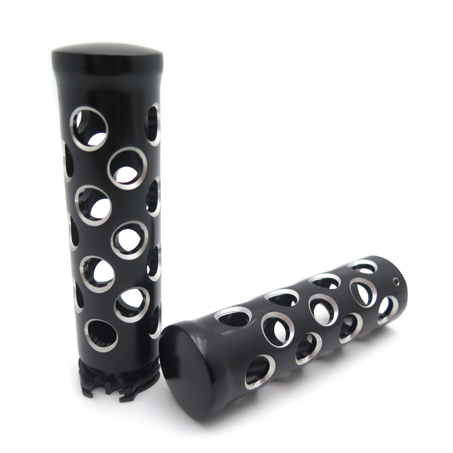 Black Hand Grips Motorcycles w/ 1" handlebars For Harley Road King Street Glid