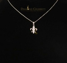 Beautiful Sterling Silver Fleur De Lis White Pendant with 0.17ct Cubic Zirconia