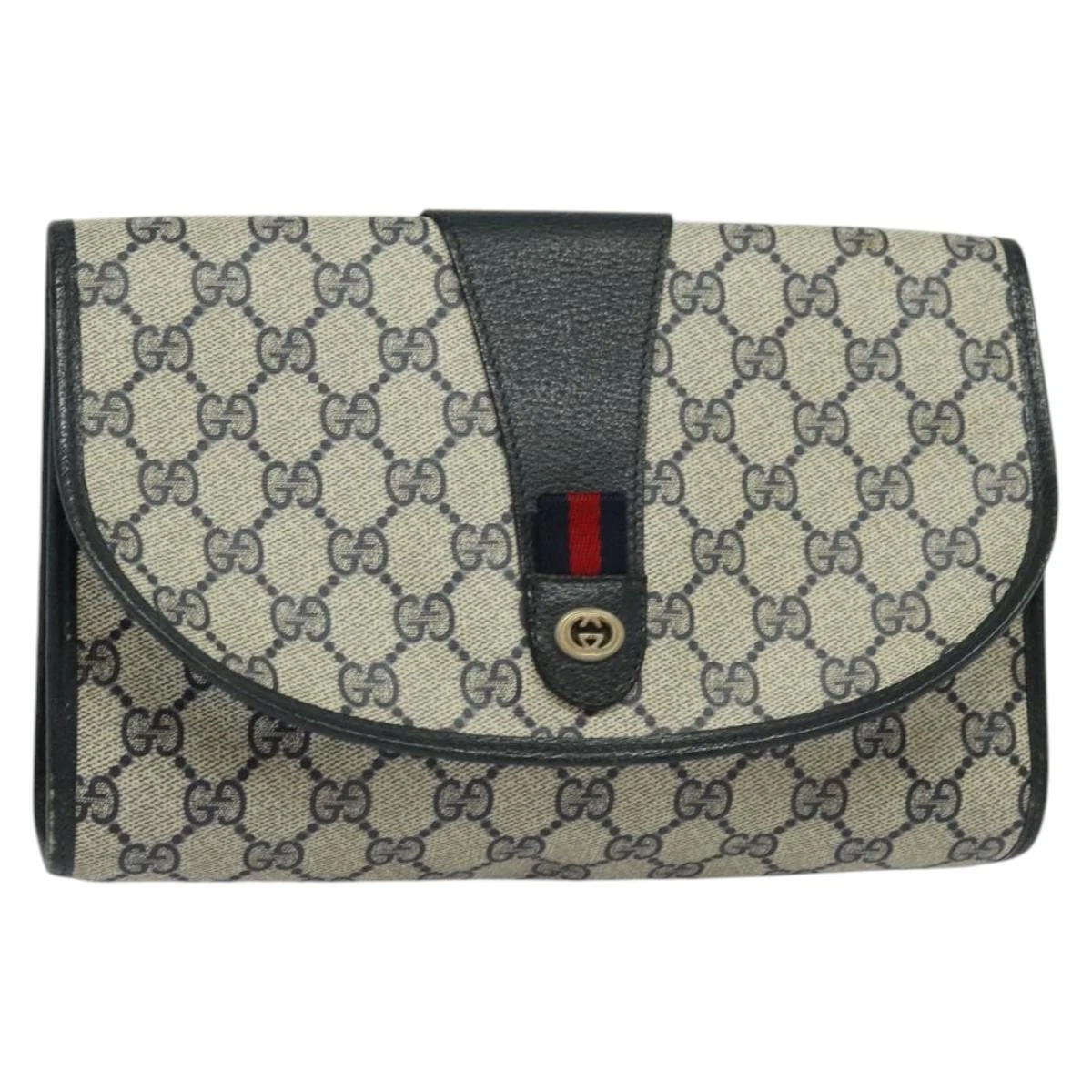 Sac pochette GUCCI GG Supreme Sherry Line PVC rouge marine 156 01 030 authentique EC080