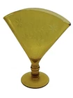 New Listing1930s Depression Bristol yellow Glass Vase Fan Etched Floral Design Steuben