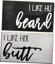 Rustic Wooden Signs I Like his Beard Sign I Like her Butt Bathroom Sign Wall y4