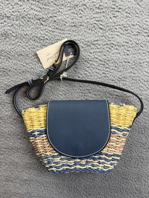 Universal Thread Crossbody Bag Womens Small Multicolor Straw Faux Leather Beach