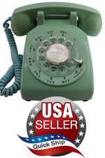 VTG 1950s ITT Rotary Phone • Jadeite Jade Lt Green Teal • Turquoise Handset Cord
