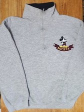    Vintage 90's Disney Mickey Mouse 1/4 Zip Gray Sweatshirt Size 25x23