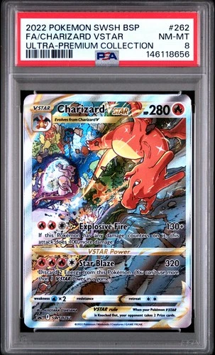 2022 POKEMON SWSH BLACK STAR PROMO #262 FULL ART/CHARIZARD VSTAR PSA 8