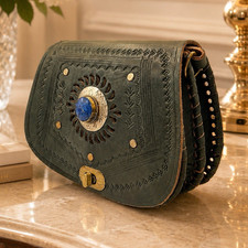 Damen Crossbody-Umhängetasche Leder Grau Dre...
