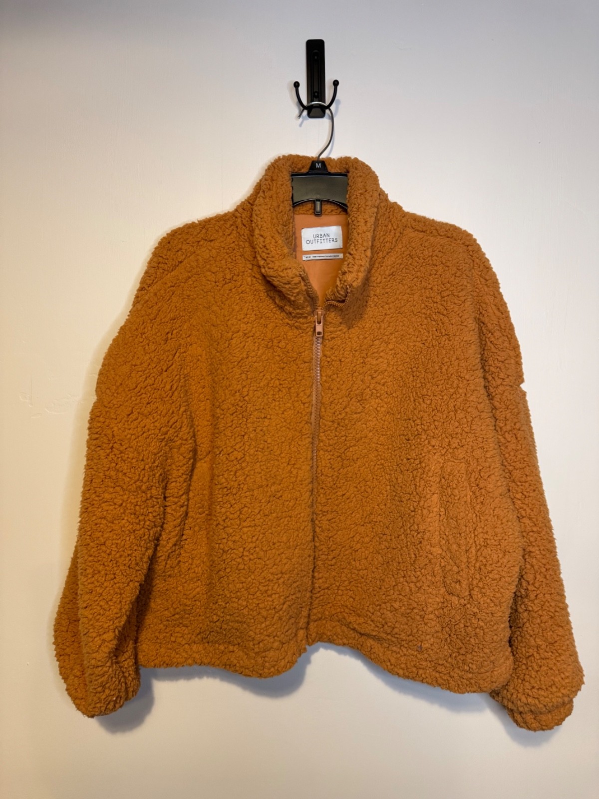 URBAN OUTFITTERS Orange Honey Sherpa Teddy Zip Up Fleece Jacket Oversized Medium