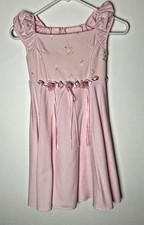 Bonnie Jean Girls Size 6 Pink Embroidered Flower Girl Easter Party Dress READ