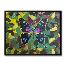 Original Art 11x14 Acrylic on Paper Painting Rainbow Butterfly Folk Art