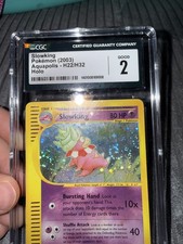 Pokemon 2003 Slowking H22/H32 Holo Rare Aquapolis HUGE 2x SWIRL CGC 2 Vintage