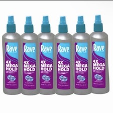 6 Pack Rave 4X Mega Hairspray With Clima Shield Unscented 110z Each