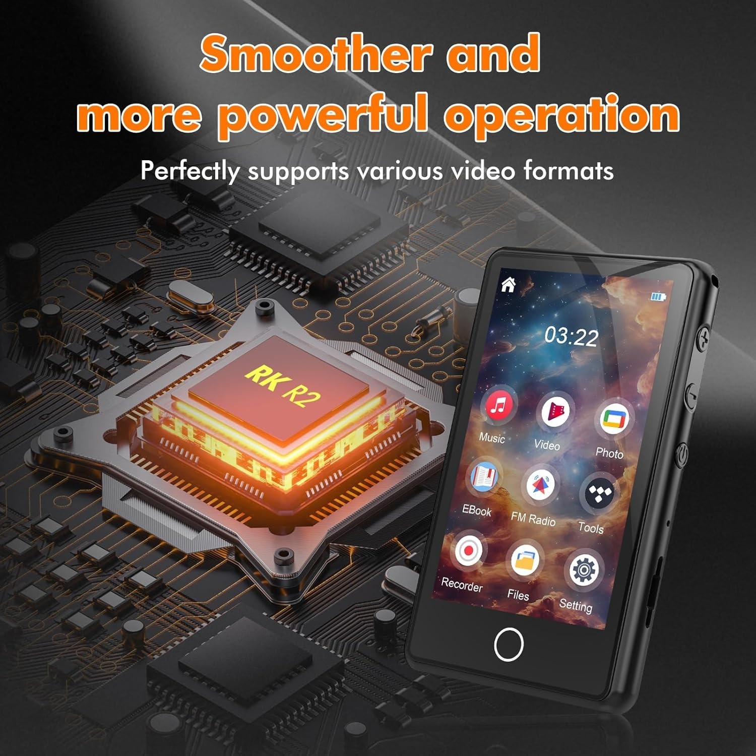 Lightweight 80GB Music Player with Bluetooth & High-Quality Speakers in Black