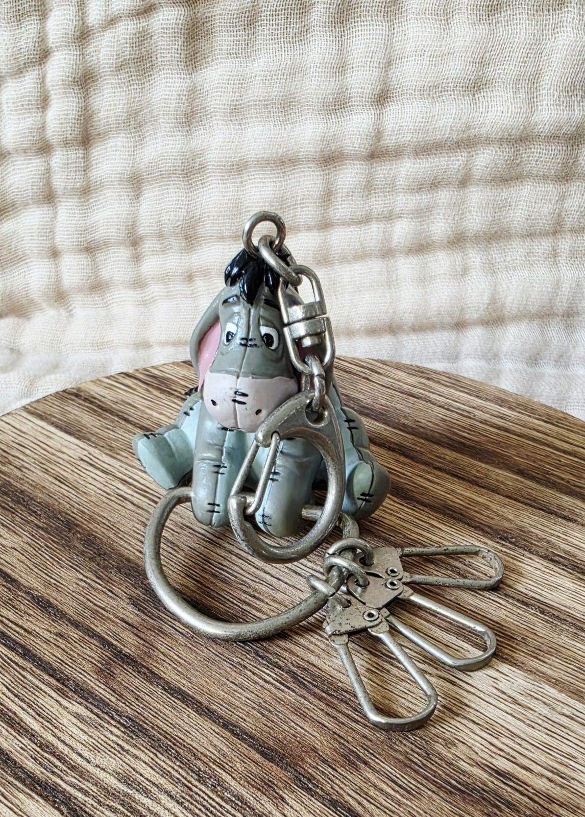 RARE!! Vintage Disney Winnie The Pooh Eeyore Donkey Keychain Clip Keyring