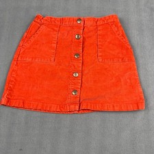 Mini Boden Kids Orange Corduroy Button Front A-Line Skirt Pockets