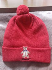 Burberry Infant Beanie 100 Wool Orange Bear Ribbed Kids Size: 23 x 21cm Unsed 