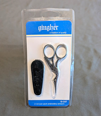 Gingher G-CST 3.5'' Stork Embroidery Scissors - New In Package with Sheath #054