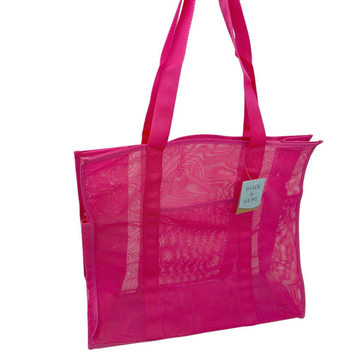 Large Pink Mesh Tote Bag Beach Lake Groceries Travel Waterproof
