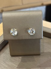 Sparkling 14KYG Double Prong CZ Stud Earrings, 7.7 mm 1.8 g "Travel Earrings"