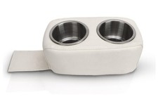 Double Stainless Steel Cup Holder, Strong and Durable, Portable Design.  White 