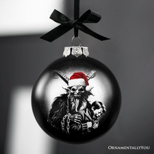 Krampus Christmas Spooky Portrait Glass Ornament Black Horror Halloween Tree