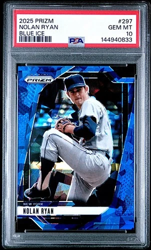 2025 Panini Prizm Nolan Ryan Blue Ice Prizm Parallel Card #297!  PSA 10!
