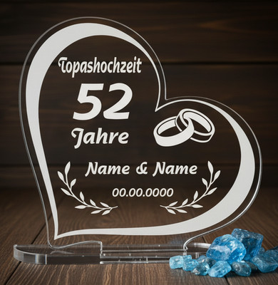 Geschenk Topashochzeit Hochzeitstag Gravur Größe wählbar 52 Jahre Geschenk