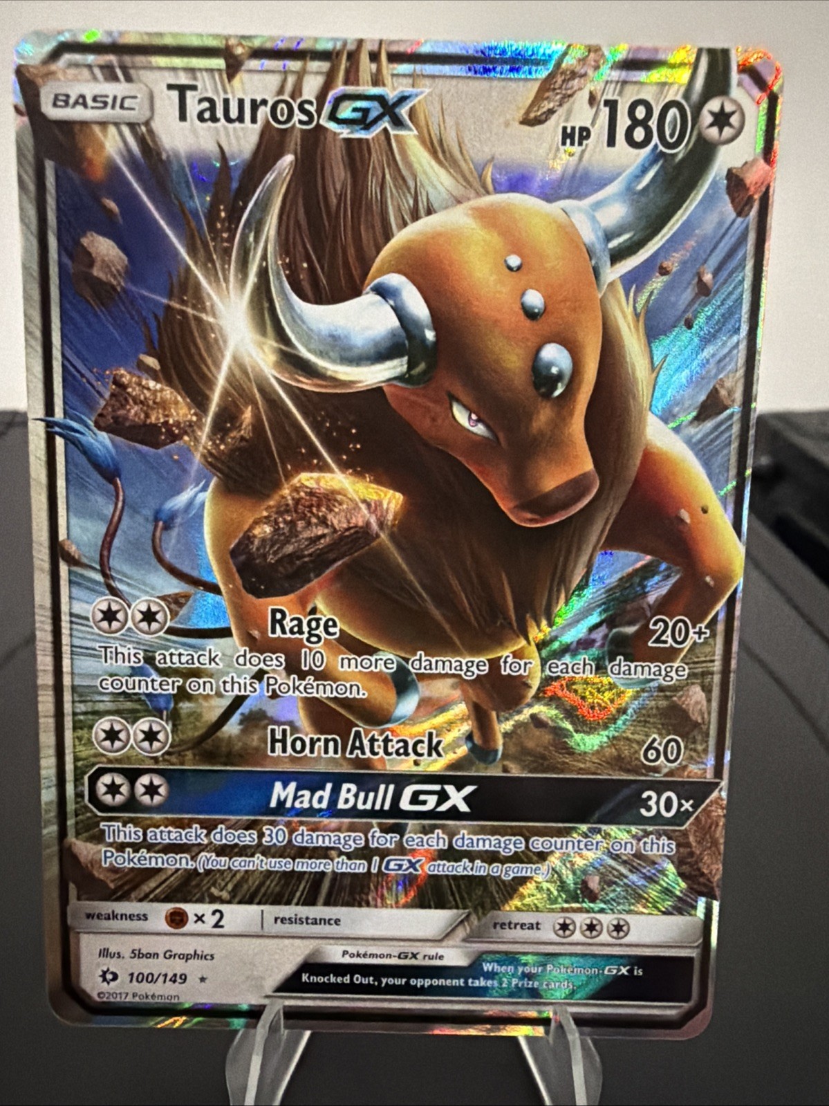 Tauros GX - 100/149 - Pokemon Sun & Moon Base Set Ultra Rare Card NM