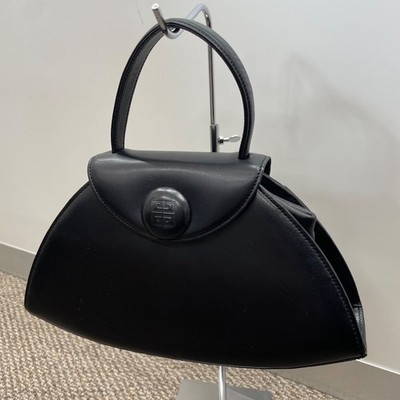 GIVENCHY Leather Handbag Black Vintage Interchangeable Badge Width30 cm (11.8in)