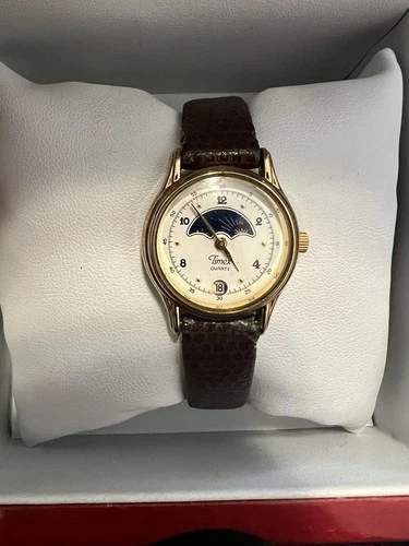Vintage Timex 364 T Cell Quartz Watch Moon Phase Rare Old Ladies